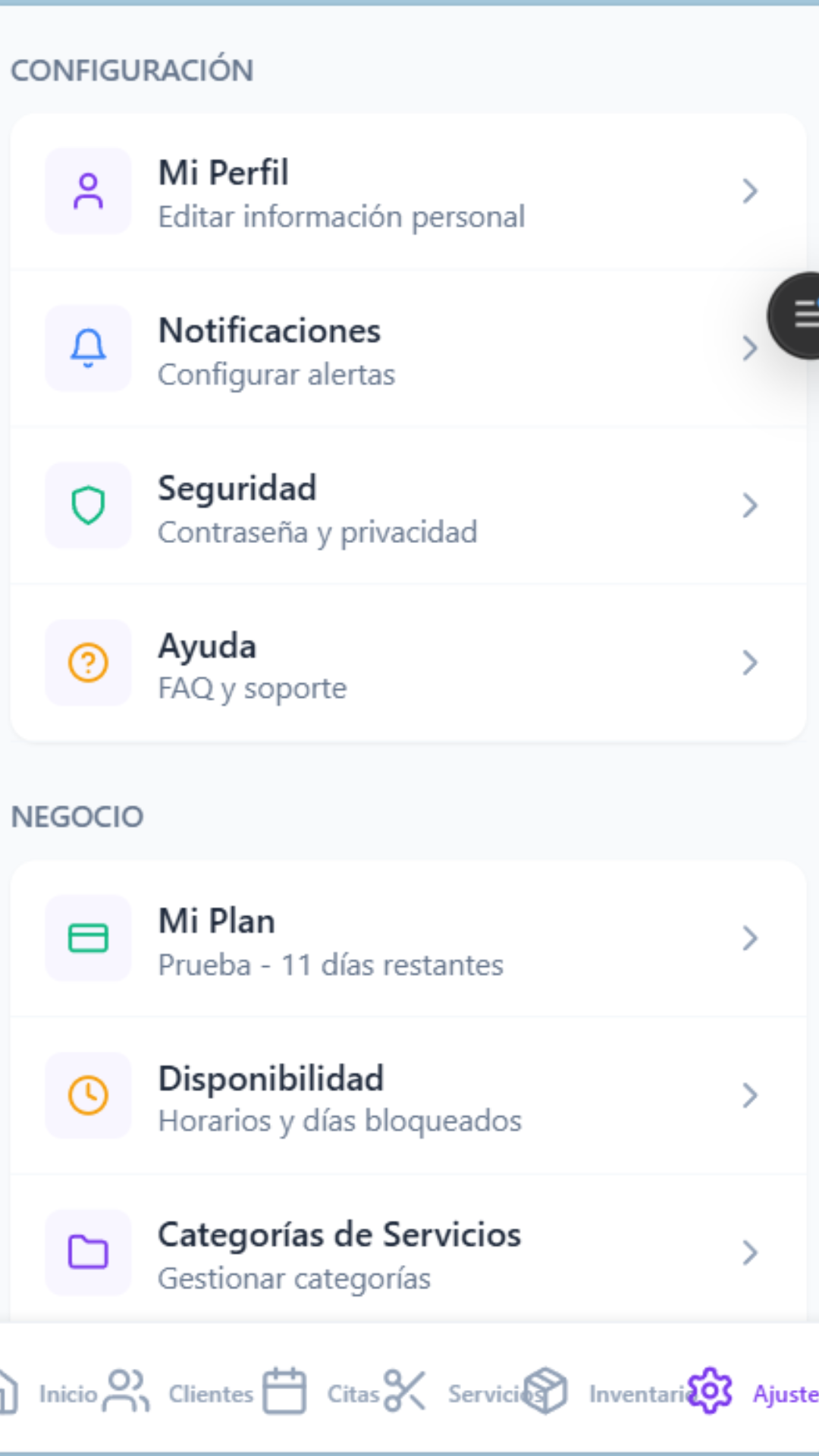 Configuración de Perfil